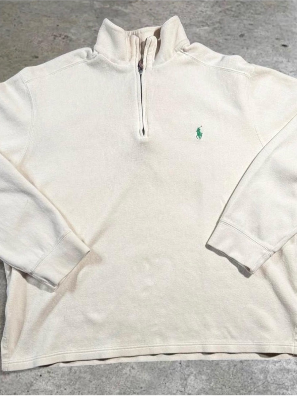 Vintage Polo Ralph Lauren Quarter Zip Cream Mens XL